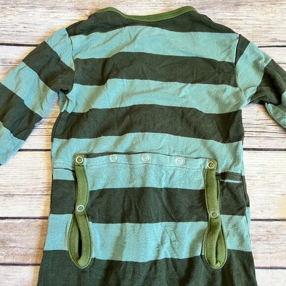 KicKee Pants Green Rugby Stripe Zipper Coverall 6-9m - Picture 7 of 8
